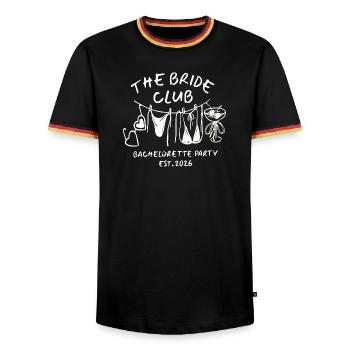 Bride Club Bachelorette 2026 JGA - Männer Kontrast-T-Shirt - Schwarz/Dreifarbig - Vorne - AI Model Male 178 light (178cm) & AI Model Male 185 light (185cm)