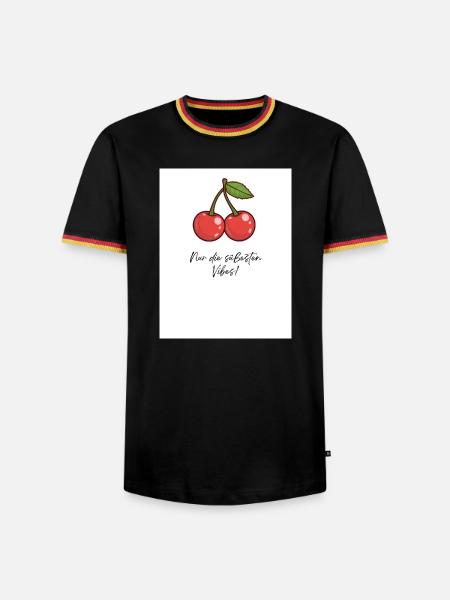 Kirsch-Vibes Süße Momente - Männer Kontrast-T-Shirt - Schwarz/Dreifarbig
