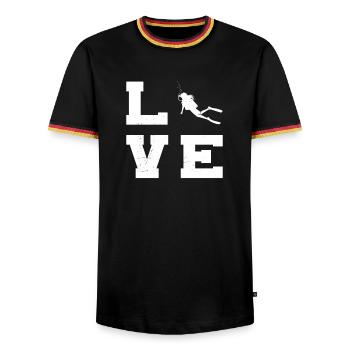 Scuba Diving Gift Idea for Underwater Adventures - Men's Ringer Shirt - black/tricolour - Front - AI Model Male 178 light (178cm) & AI Model Male 185 light (185cm)