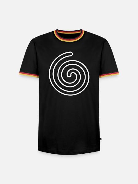 Spirale – Symbol für Leichtigkeit & Entwicklung - Männer Kontrast-T-Shirt - Schwarz/Dreifarbig