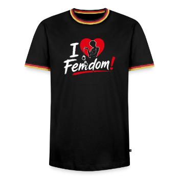 I Love Femdom – BDSM Herz Motiv für Subs & Herrinn - Männer Kontrast-T-Shirt - Schwarz/Dreifarbig - Vorne - AI Model Male 178 light (178cm) & AI Model Male 185 light (185cm)