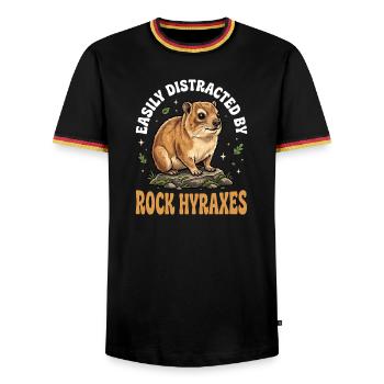 Leicht von Klippschliefern abgelenkt - Männer Kontrast-T-Shirt - Schwarz/Dreifarbig - Vorne - AI Model Male 178 light (178cm) & AI Model Male 185 light (185cm)