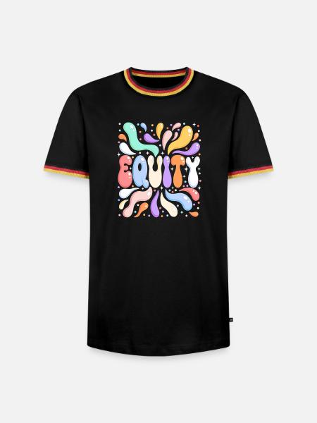 EQUITY Bunte Blasen- und Splash-Buchstaben - Männer Kontrast-T-Shirt - Schwarz/Dreifarbig