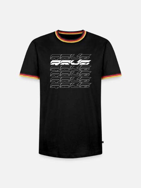 Rave music typography design - Men's Ringer Shirt - black/tricolour