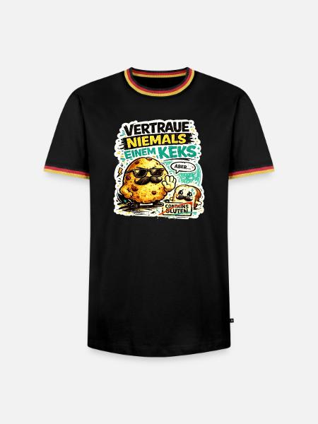 Vertraue nie einem Keks - Männer Kontrast-T-Shirt - Schwarz/Dreifarbig