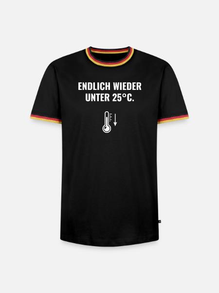 Endlich wieder unter 25°C. - Männer Kontrast-T-Shirt - Schwarz/Dreifarbig