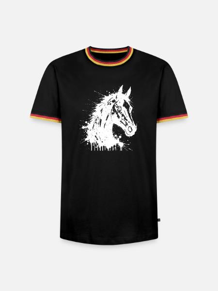 Pferde-Stil Ink Splash Reitkunst Weiß - Männer Kontrast-T-Shirt - Schwarz/Dreifarbig