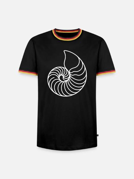 Nautilus Spirale Linienkunst - Männer Kontrast-T-Shirt - Schwarz/Dreifarbig