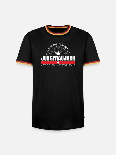 Jungfraujoch - Männer Kontrast-T-Shirt - Schwarz/Dreifarbig