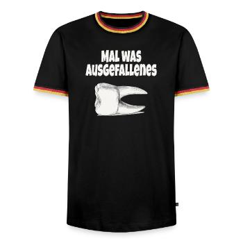 Mal was Ausgefallenes – Lustiger Zahn - Männer Kontrast-T-Shirt - Schwarz/Dreifarbig - Vorne - AI Model Male 178 light (178cm) & AI Model Male 185 light (185cm)