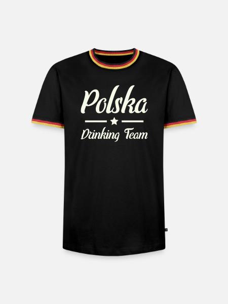 Polska Drinking Team Emblem - Männer Kontrast-T-Shirt - Schwarz/Dreifarbig