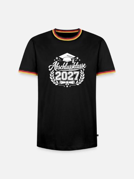 Abschlussklasse 2027 – Abi Abschluss Geschenk - Männer Kontrast-T-Shirt - Schwarz/Dreifarbig