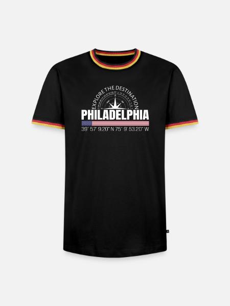 Philadelphia - Männer Kontrast-T-Shirt - Schwarz/Dreifarbig