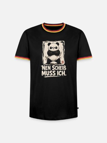 Panda Spruch Nen Scheiß Muss Ich - Männer Kontrast-T-Shirt - Schwarz/Dreifarbig
