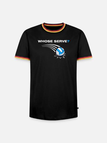 Whose serve? Volleyball Volleyballspieler - Männer Kontrast-T-Shirt - Schwarz/Dreifarbig