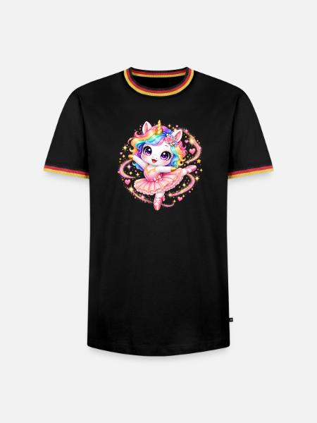 Unicorn_ballerina - Männer Kontrast-T-Shirt - Schwarz/Dreifarbig