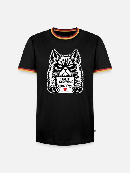 Moody Feline Herzzeichen-Tee - Männer Kontrast-T-Shirt - Schwarz/Dreifarbig