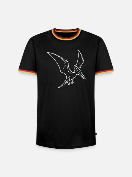 Pterosaurier Linienzeichnung - Männer Kontrast-T-Shirt - Schwarz/Dreifarbig