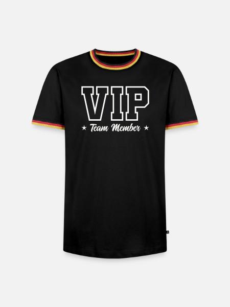 VIP Teammitglied Stil – Großes Display - Männer Kontrast-T-Shirt - Schwarz/Dreifarbig