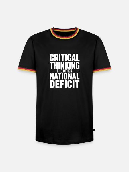 Kritisches Denken: Das andere Staatsdefizit - Männer Kontrast-T-Shirt - Schwarz/Dreifarbig