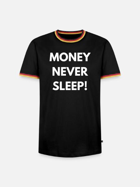Money never sleep! - Männer Kontrast-T-Shirt - Schwarz/Dreifarbig