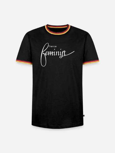 Fierce Feminist Schriftkunst - Männer Kontrast-T-Shirt - Schwarz/Dreifarbig