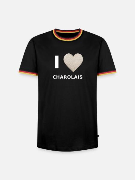 I Love Charolais Fellherz - Männer Kontrast-T-Shirt - Schwarz/Dreifarbig
