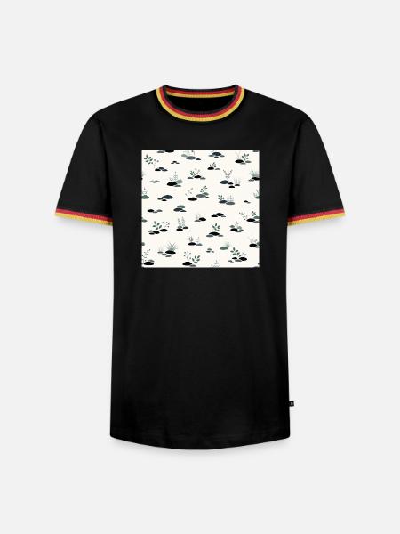 Japanisches Muster, inspiriert vom Iwagumi-Aquascaping - Männer Kontrast-T-Shirt - Schwarz/Dreifarbig