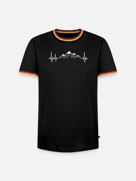 Berg-Heartbeat-Berge - Männer Kontrast-T-Shirt - Schwarz/Dreifarbig