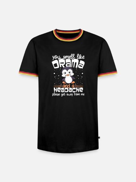 Drama Kopfschmerz Pinguin Tee - Männer Kontrast-T-Shirt - Schwarz/Dreifarbig