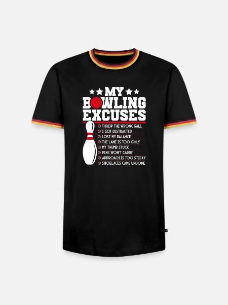 Meine Bowling-Ausreden - Männer Kontrast-T-Shirt - Schwarz/Dreifarbig