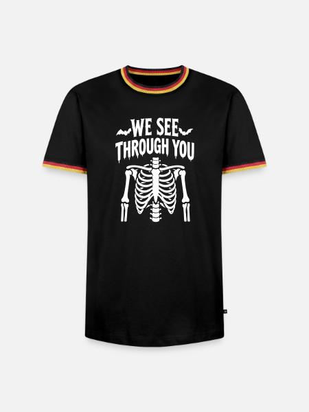 Wir durchschauen dein Skelett - Männer Kontrast-T-Shirt - Schwarz/Dreifarbig