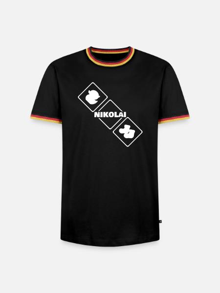 Geschenk für Nikolai - Männer Kontrast-T-Shirt - Schwarz/Dreifarbig