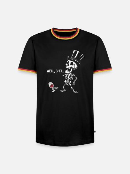 Well Shit Skeleton Lost Wine Halloween - Männer Kontrast-T-Shirt - Schwarz/Dreifarbig