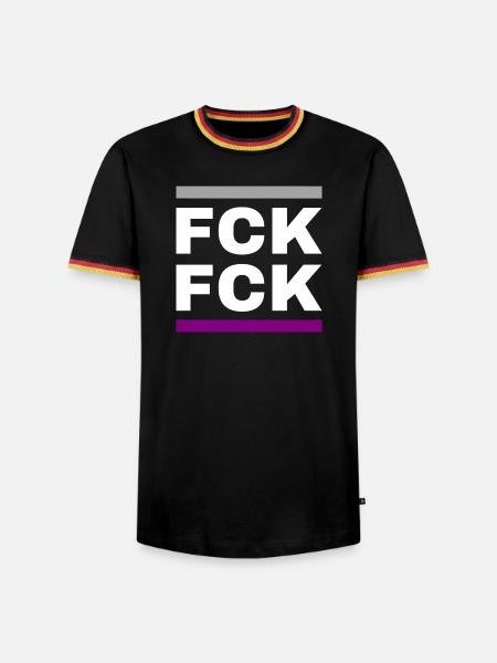 FCK FCK - Männer Kontrast-T-Shirt - Schwarz/Dreifarbig