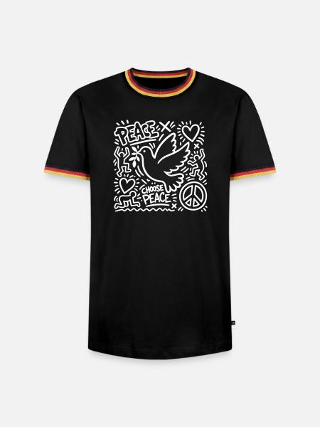 Frieden - Männer Kontrast-T-Shirt - Schwarz/Dreifarbig