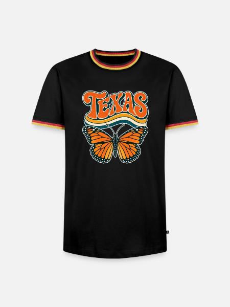 Texas Butterfly Retro Motif - Männer Kontrast-T-Shirt - Schwarz/Dreifarbig