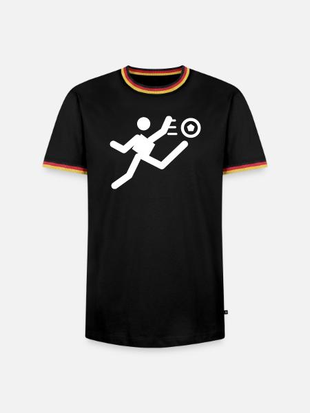 Dynamische Fußballsilhouette - Männer Kontrast-T-Shirt - Schwarz/Dreifarbig