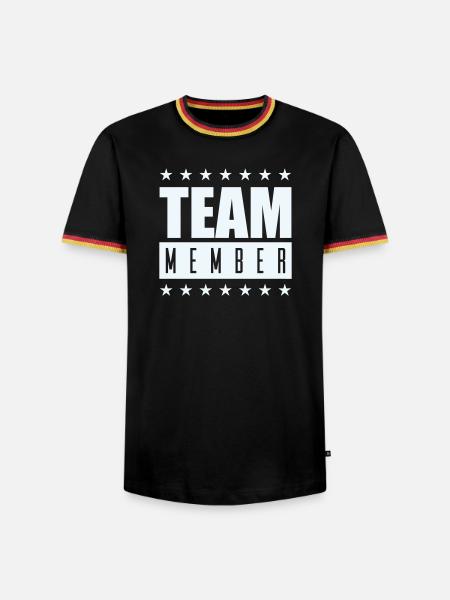Teammitglied Sternenlogo - Männer Kontrast-T-Shirt - Schwarz/Dreifarbig