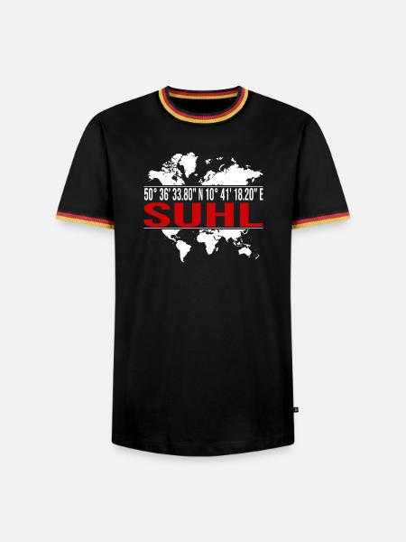 Suhl - Männer Kontrast-T-Shirt - Schwarz/Dreifarbig