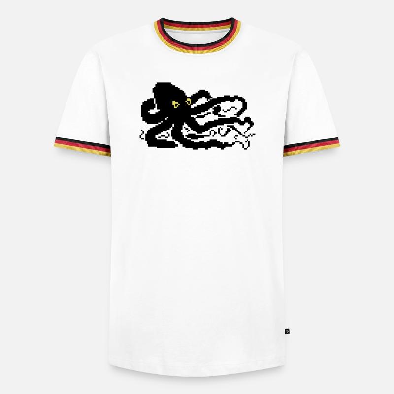 Pieuvre pixel 8 bits - T-shirt contrasté Homme - blanc/tricolore
