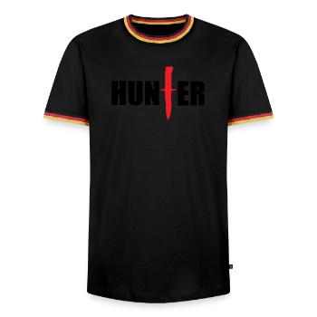 Chasseur sauvage - chasse - T-shirt contrasté Homme - noir/tricolore - Devant - AI Model Male 178 light (178cm) & AI Model Male 185 light (185cm)