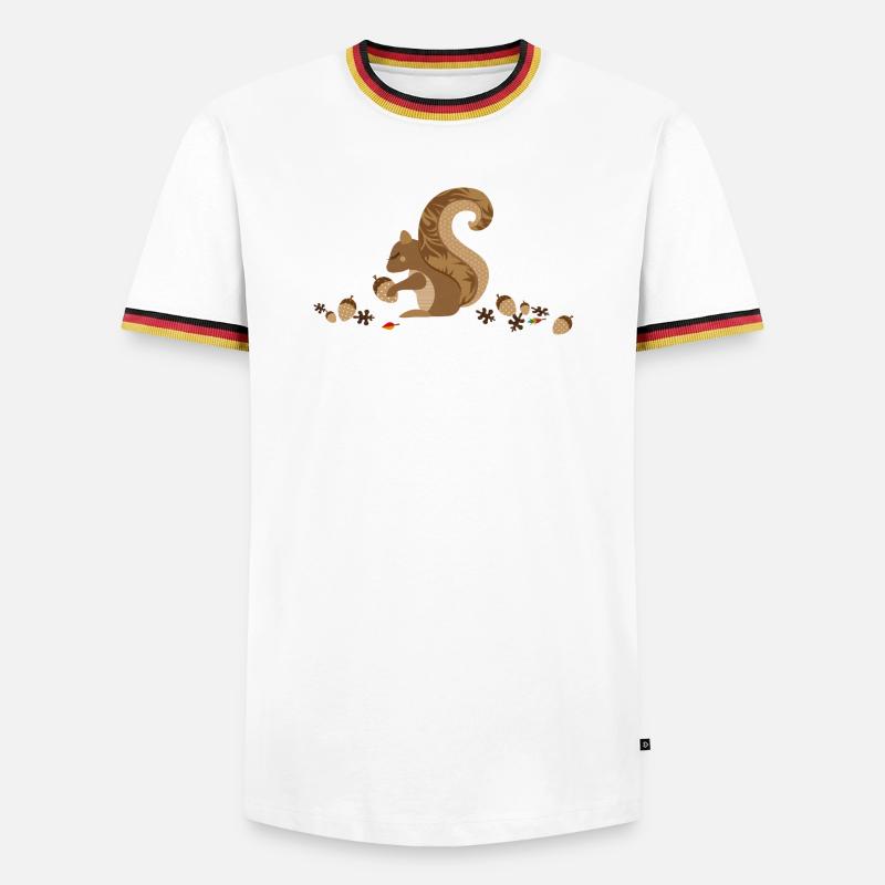 Ein Eichhörnchen mit einer Eichel - Männer Kontrast-T-Shirt - Weiß/Dreifarbig