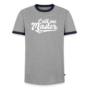 Master 2026 Graduation Graduation - Men's Ringer Shirt - grey/navy  - Front - AI Model Female 172 light (172cm) & AI Model Male 178 light (178cm)