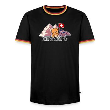 Schweizer Berge äh Bär-ge! putziger Schweizer Bär - Männer Kontrast-T-Shirt - Schwarz/Dreifarbig - Vorne - AI Model Male 178 light (178cm) & AI Model Male 185 light (185cm)