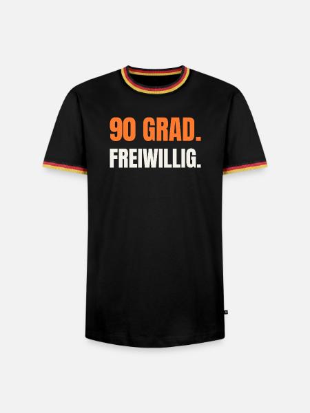 Sauna Spruch: 90 Grad. Freiwillig. - Männer Kontrast-T-Shirt - Schwarz/Dreifarbig