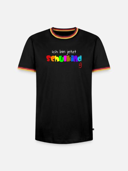 Ich bin jetzt Schulkind - Männer Kontrast-T-Shirt - Schwarz/Dreifarbig