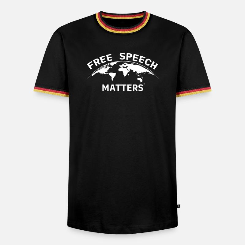 Free Speech Matters Globe - Men's Ringer Shirt - black/tricolour