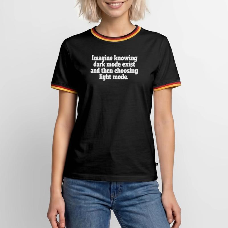 Dark Mode Exists Programmer IT Nerd Coder Office Men's Ringer Shirt