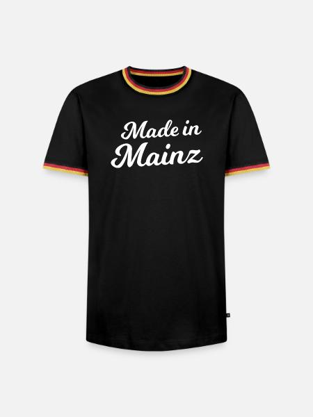 Made in Mainz Schriftzug - Männer Kontrast-T-Shirt - Schwarz/Dreifarbig